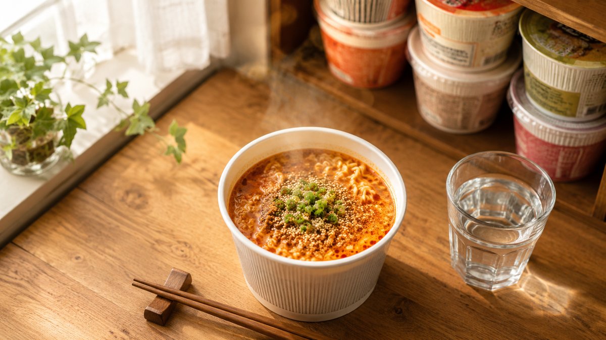 マルちゃん正麺のカップ担々麺が旨かった。忙しい平日は少し高いカップ麺で幸せになる