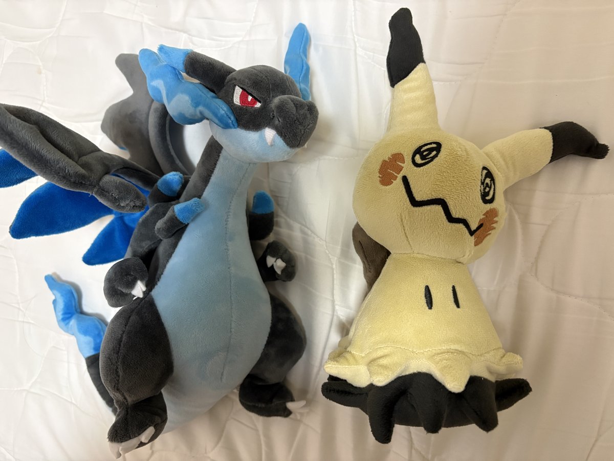 購入したミミッキュとメガリザードンXのぬいぐるみ