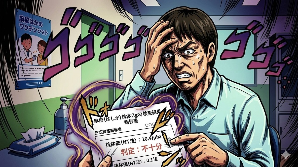 麻疹の抗体検査結果が出た。「接種不要」と言われたけど、本当に大丈夫なのか調べてみた。