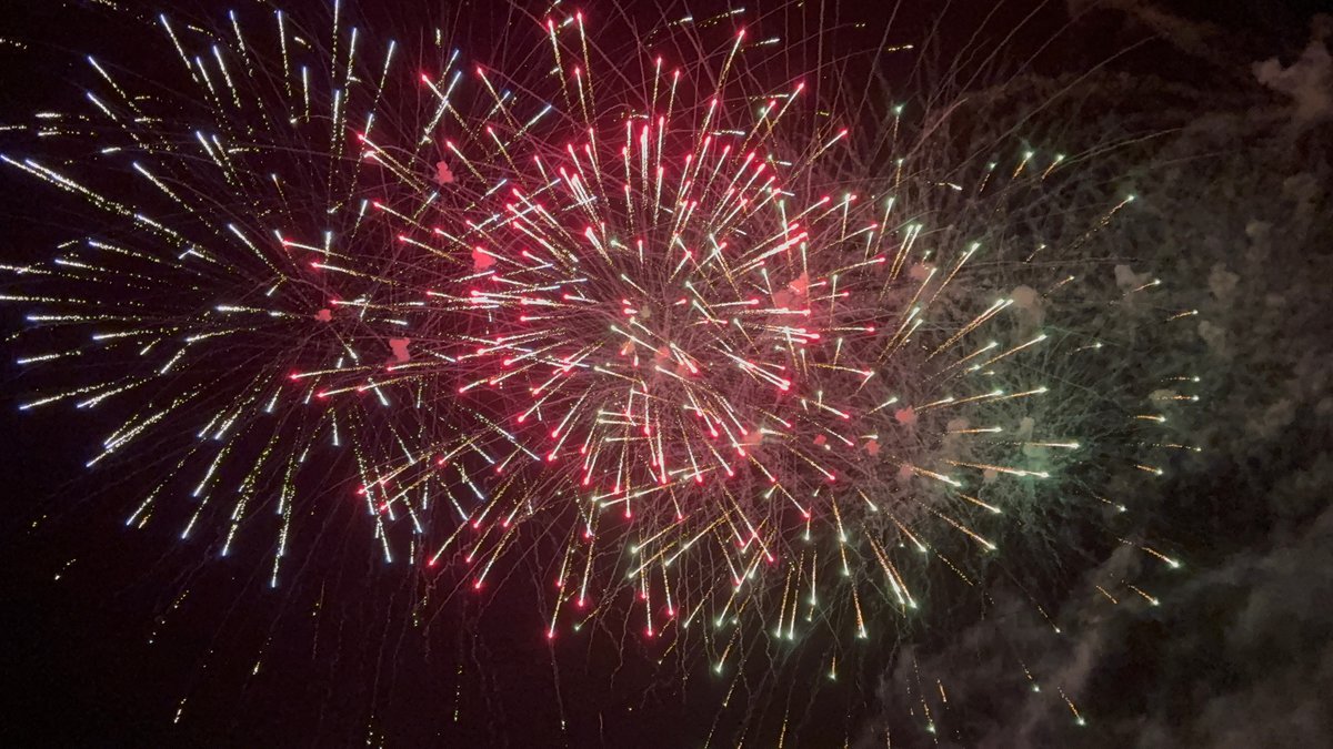 頭上に大きく広がる花火